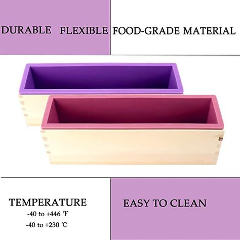 Kyerivs Silicone Soap Molds Kit- 42oz Flexible Rectangular Loaf Molds with 2pcs Wood Boxes, 100pcs 6×6 inch Shrink Wrap Bags, Stainless Steel Wavy and Straight Scraper for Making Supplies: Amazon.ca: Home & Kitchen Wooden Soap Molds, Silicone Soap Molds, Wooden Box Diy, Soap Molds Diy, Soap Making Process, Soap Making Kits, Soap Craft, Soap Making Molds, Soap Making Supplies