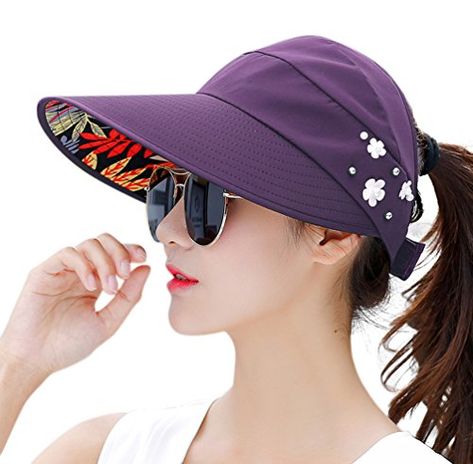 FURTALK Sun Hats for Women Wide Brim Sun Hat UV Protection Caps Floppy Beach Packable Visor Sun Visor Hat, Wide Brim Sun Hat, Visor Cap, Sun Hats For Women, Casual Cap, Dress Gloves, Flower Hats, Visor Hats, Sun Visor