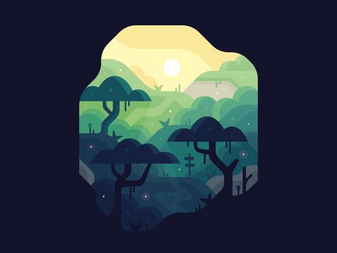 Forest Trail by Alex Pasquarella for Canopy on Dribbble Alex Pasquarella, Procreate Ipad Art, Infographic Poster, Forest Trail, Forest Illustration, Magic Forest, Ipad Art, Forest Design, Landscape Illustration