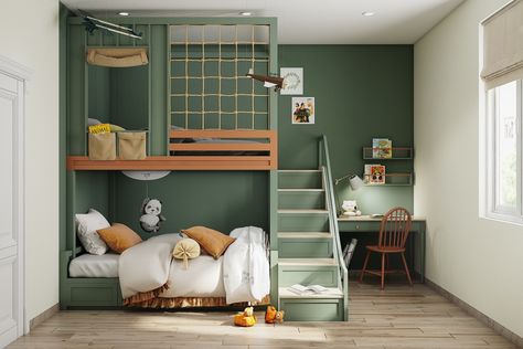 Unique Kids Beds, Green Kids Rooms, Modern Kids Room Design, Reka Bentuk Bilik Tidur, Minimalist Kids Room, Kids Room Interior Design, Hiasan Bilik Tidur, Modern Kids Room, Kids Bedroom Inspiration