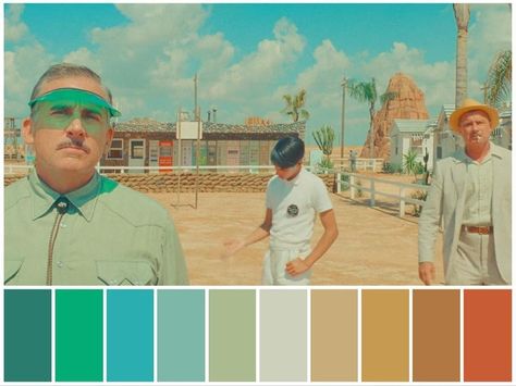 Wes Anderson Color Palette Asteroid City, Wes Anderson Landscape, Asteroid City Color Palette, Astroid City Wes Anderson, Wes Anderson Composition, Wes Anderson Colour Palette, Wes Anderson Palette, Wes Anderson Color, Youtube Backdrops