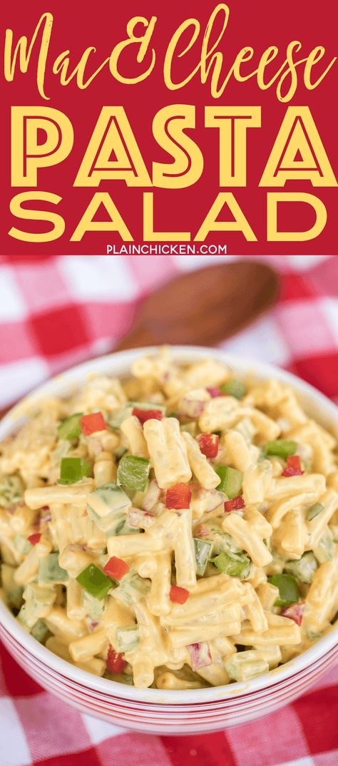 Macaroni And Cheese Salad, Cheese Pasta Salad, Mac And Cheese Pasta, Cheese Salad Recipes, Pasta With Mayonnaise, Kraft Mac N Cheese, Kraft Dinner, Best Macaroni Salad, Best Pasta Salad