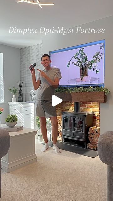 Paul Brooks on Instagram: "My Viral Log Burner 🪵🔥

Hope this explains how this works and puts your mind at rest that the logs beside the fire will not catch fire or my TV 😅

These are my measurements:

Width: 168cm
Dept: 35cm
Fire opening: 112cm
Hearth: 62cm
55 inch TV

AD - @dimplexfires @mansfieldfireplaces 

#logburners #logburnerstyling #mediawall #fireplacedesign #fireplaceideas #moderncountryhome"