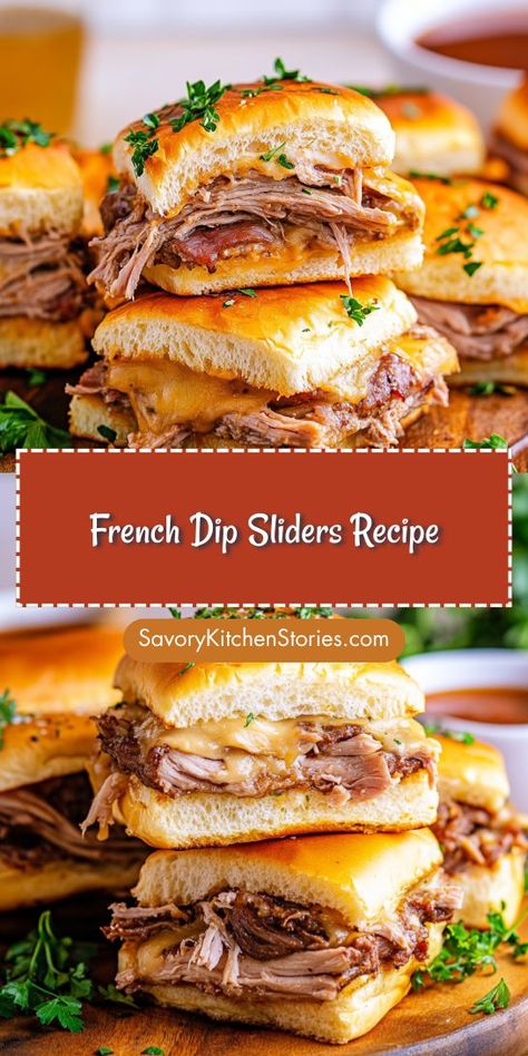 Want a fun twist on classic comfort food for dinner? Our French Dip Sliders Recipe combines rich flavors and easy assembly for a delightful meal! Perfect for serving at parties or casual family dinners, these sliders are sure to please. Be sure to save this for your dinner rotation! French Dip Sliders, French Onion Dip Recipe, Tender Roast Beef, Roast Beef Sliders, Food For Dinner, Au Jus Gravy, Dinner Rotation, French Onion Dip, French Dip