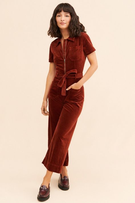 The Colette Weekend Jumpsuit: Corduroy Edition | Nuuly Rent Jumpsuit With Boots, Jj Style, Kibbe Gamine, Plus Size Corduroy, Fall Jumpsuit, Gala Outfits, Corduroy Jumpsuit, Met Gala Outfits, Free People Jumpsuit