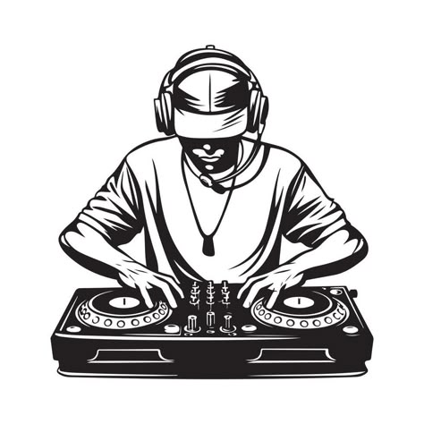 Dj Drawing Music Art, Dj Vector, Dj Sketch, Dj Graphic, Dj Png, Dj Art Design, Dj Logo Design, Dj Drawing, Dj Illustration