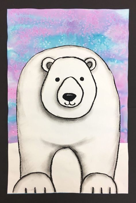 3rd Grade Art Lesson, Winter Art Lesson, Polar Bear Art, Animal Art Projects, Winter Art Projects, 3rd Grade Art, Polar Animals, Sketchbook Cover, Arctic Animals