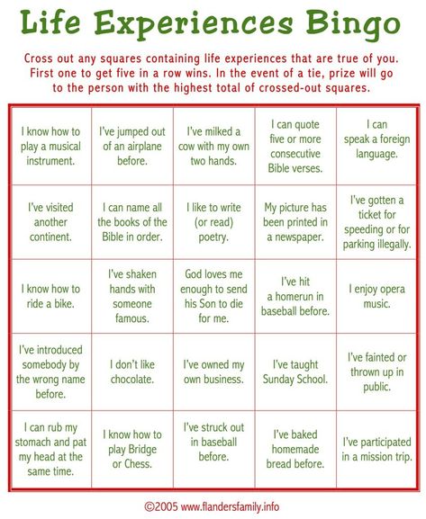 Group Party Games: Life Experiences Bingo Games To Play For Prizes, Ice Breaker Bingo, Ice Breaker Games For Adults, Bingo Card Template, Geek House, Church Games, Ice Breaker Questions, Ladies Group, Staff Party