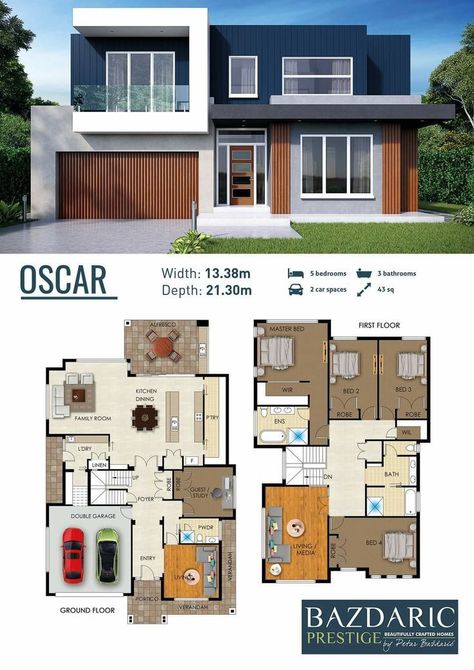 Two Story House Design, Modern House Floor Plans, 2 Storey House Design, Shop Barndominium, Two Story House Plans, Two Story House, House Floor Design, Building House Plans Designs, Building Plans House