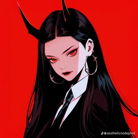 Demon Girl, Metal Girl, Naruto Art, Digital Art Girl, Red Eyes, Cartoon Art Styles, Anime Style, Anime Fanart, Cartoon Art