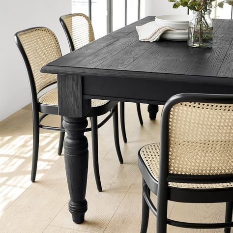 Black Dining Room Table, Black Kitchen Table, Harvest Dining Table, Hm Home, Bistro Furniture, Black Dining Room, Williams Sonoma Home, Dining Table Black, Farmhouse Dining