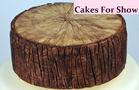 tree bark tree stump cake tutorial by Cakes for Show Fondant Tree, Birch Tree Cakes, Tree Stump Cake, Fondant Techniques, Woodland Cake, Log Cake, Wood Cake, Gateaux Cake, Cake Decorating Videos