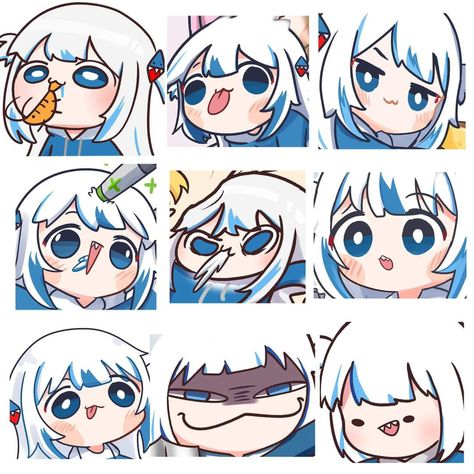 Vtuber Emotions, Vtuber Expression, Cute Emoji Art, Chibi Vtuber, Cute Twitch Emotes, Vtuber Emotes, Emote Ideas, الفن الرقمي, Emote Twitch