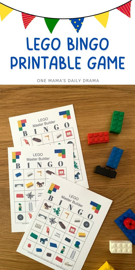 Download this LEGO Bingo printable game for a fun kids' activity to play at your child's next birthday party. Lego Birthday Party Printables Free, How To Make A Lego Pinata, Lego Themed Games, Lego Bingo Printable, Lego Themed Activities, Lego Mazes Free Printable, Lego Birthday Party Games Activities, Lego Day At School, Lego Ice Breaker Games