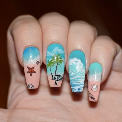 Goa Nails Design, Thailand Nails Designs, Goa Nail Art, Goa Nail Art Designs, Nail Art For Goa Trip, Elegant Manicure Ideas, Goa Nails, Nail Art Beach Theme, Goa Theme Nail Art