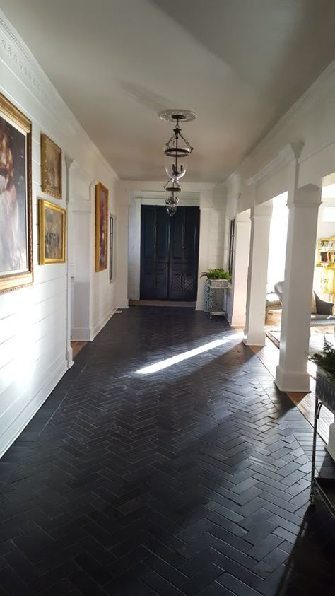 Black Slate Entryway, Slate Tile Entry, Black Herringbone Tile Kitchen, Dark Slate Floors Kitchen, Slate Herringbone Tile Floor Mudroom, Black Herringbone Tile Mudroom, Black Tile Sunroom, Black Herringbone Tile Floor Entryway, Black Slate Herringbone Floor