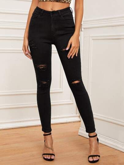 Black Torn Jeans Outfit, Torn Jeans Outfit, Outfit Ideas For Work, Ripped Black Jeans, Jeans Pumps, Cheetah Design, What To Wear To Work, Business Casual Dress Code, Sleek Dress