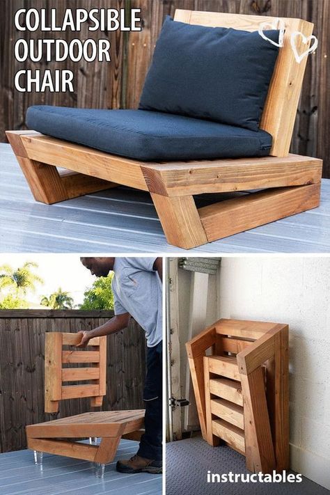 Outdoor Chairs Diy, Kursi Outdoor, Free Woodworking Plans, Wood Furniture Diy, Diy Furniture Table, Woodworking Furniture, Pallet Wood, Easy Woodworking Projects, Diy Patio Furniture