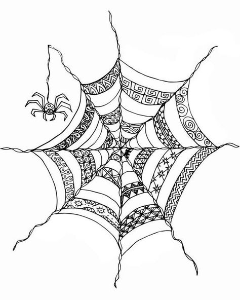 Halloween Zentangle, Scary Halloween Coloring Pages, Halloween Coloring Pictures, Halloween Coloring Pages Printable, Spider Coloring Page, Free Halloween Coloring Pages, Halloween Coloring Sheets, Image Halloween, Adult Colouring Pages