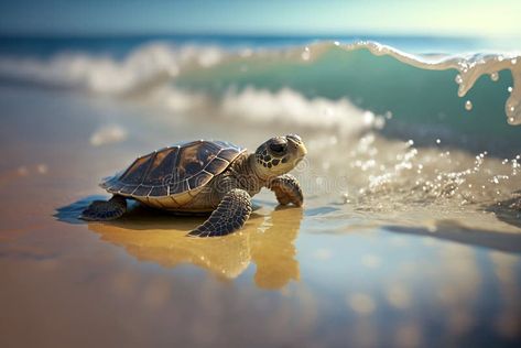 Baby Sea Turtle Moving Towards the Ocean Stock Illustration - Illustration of natural, surface: 274273242 Animals Turtle, Baby Sea Turtle, Beach Illustration, Tortoise Turtle, Water Animals, Turtle Beach, Underwater Creatures, Baby Turtles, Beach Baby