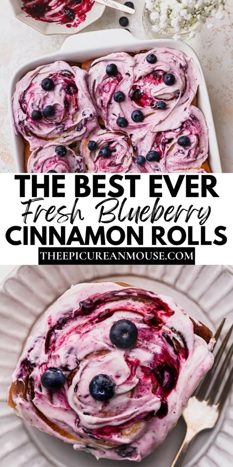 Blueberry Icing Glaze, Blackberry Cinnamon Rolls, Blueberry Cloud Bread, Blue Berries Recipes, Blueberry Cream Cheese Frosting, Frozen Blueberry Recipes, Brunch Favorites, Blueberry Rolls, Blueberry Sourdough