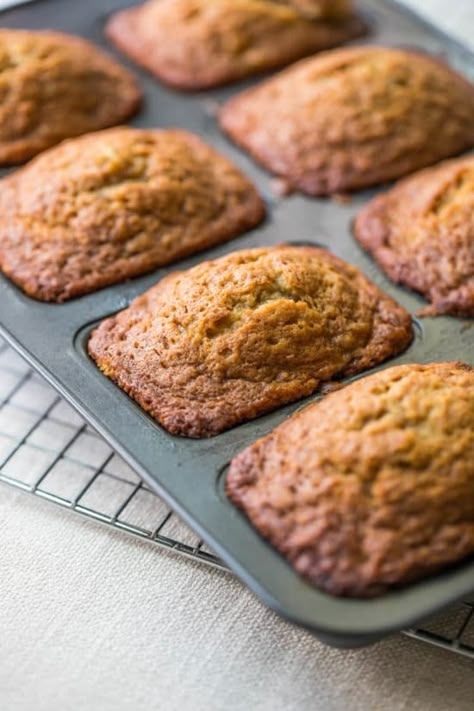 Mini Banana Bread Loaves Recipe — The Mom 100 Small Banana Bread Recipe, Mini Loaf Banana Bread Recipe, Mini Banana Bread Recipe, Mini Banana Bread Loaves, Mini Loaf Recipes, Banana Bread Loaves, Mini Loaf Pan Recipes, Mini Banana Bread, Mini Breads