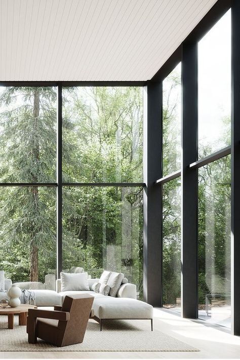 Scandinavian Architecture, Glass Walls, Green Decor, Glass House, Architectural Elements, House Inspo, Dream Home Design, Home Fashion, 인테리어 디자인