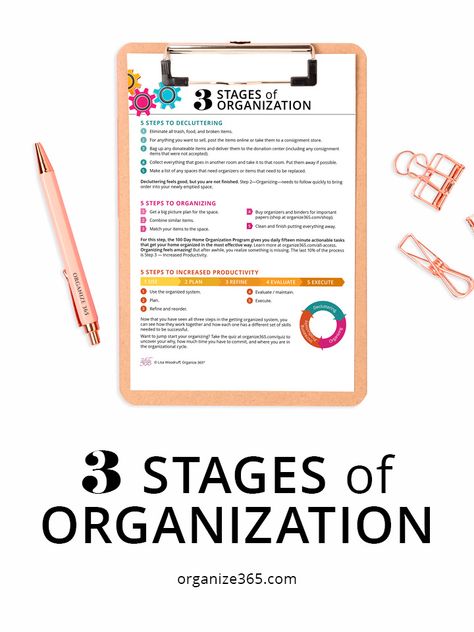 Organize 365 - 3 Stages of Organization Printable Organize 365, Organization Printables, Organizing Systems, Lists To Make, Organization Solutions, Professional Organizer, Paper Organization, Outdoor Christmas Decorations, Stay Organized