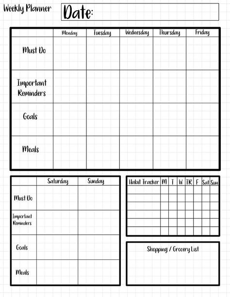 Weekly Planner Template | Week at a Glance Template plannerdividers #planner2023pdf #printablestudentplanner🆗 Online Journal Template, Ipad For College, Goodnotes Ideas, College Printables, Planners For Men, Digital Planner Ideas, Planner Weekly Layout, Bujo Spreads, Interactive Calendar