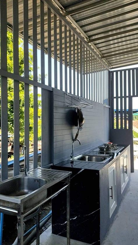 Dirty Kitchen Design Outdoor, Wet Kitchen Design Malaysia Outdoor, Dirty Kitchen Ideas, Kitchen Ideas Philippines, Dirty Kitchen Design Philippines, Dapur Kotor, Rural Kitchen, Outdoor Cooking Fireplace, Outdoor Laundry Rooms