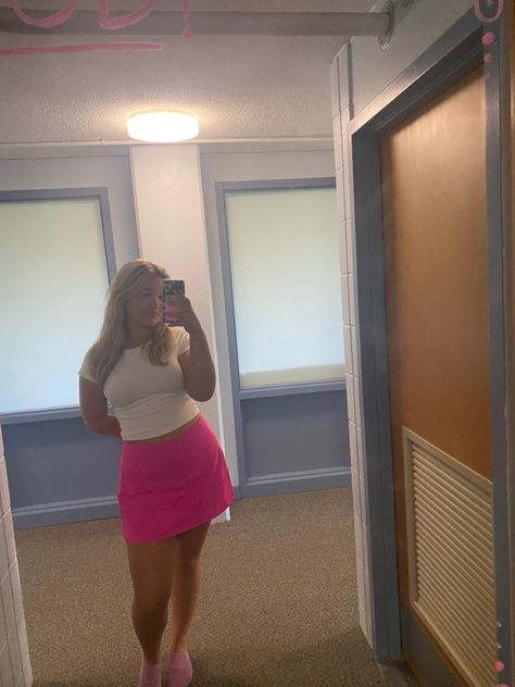 Pink Athletic Skirt Outfit, Sorority Theme Party, Frat Theme, Pink Tennis Skirt Outfit, Athletic Skirt Outfit, Pink Tennis Skirt, Pink Tennis, Tennis Skirt Outfit, Athletic Skirt