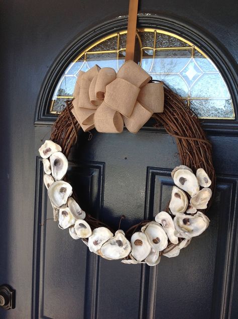 Oyster Shell Wreathsmall Oyster Wreath Coastal Wall Decor | Etsy Oyster Shell Wreaths, Oyster Shell Wreath Diy, Oyster Shell Wreath, Oyster Decor, Shell Wreaths, Oyster Shells Decor, Oyster Shell Art, Oyster Art, Coastal Wreath