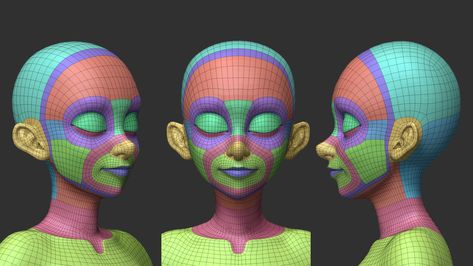 Blender Low Poly, Character Topology, 3d Max Tutorial, Blender Texture, Face Topology, Blender Character Modeling, Facial Expressions Drawing, 3d Karakter, Character Turnaround