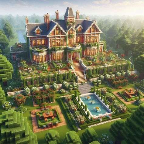 Minecraft Home Entrance, Minecraft Estate House, Giant Minecraft House, Minecraft English Manor, Minecraft Mansion Build, Minecraft Castle Layout Floor Plans, Victorian Style Minecraft House, Minecraft Royal Garden, Minecraft Building Ideas Mansions