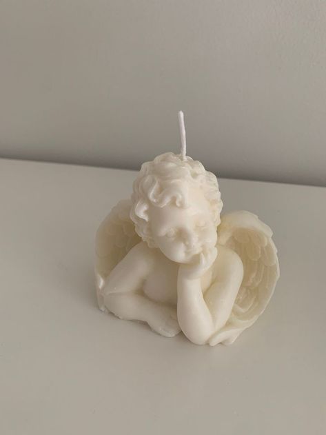 Room Candles Aesthetic, Angel Room Aesthetic, Cute Candles Aesthetic, Cherub Candle, Abstract Candle, Fun Candles, Candle Sculpture, Candles Vintage, Fancy Candles