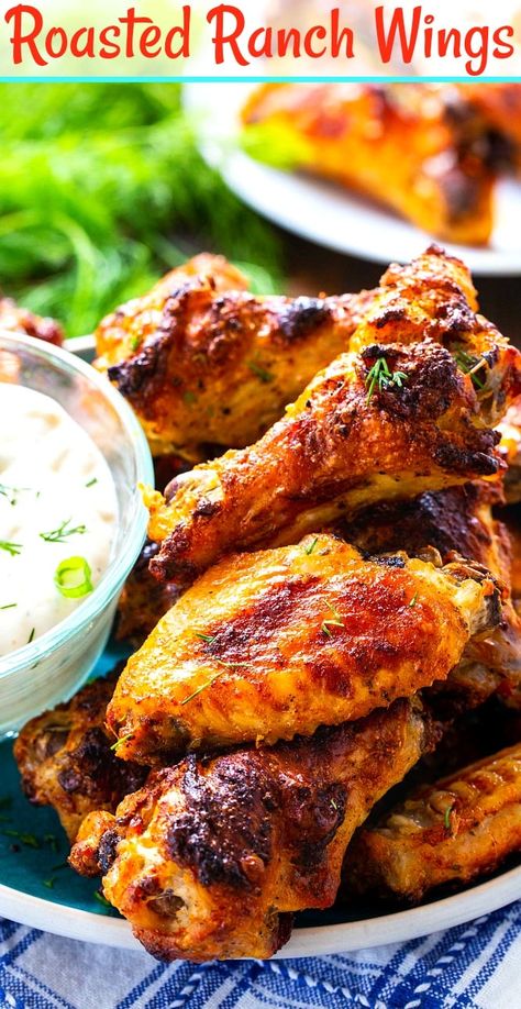 Roasted Ranch Wings Amazing Wings Recipe, Oven Roasted Chicken Wings, Ranch Chicken Wings, Ranch Wings, Chicken Wing Sauce Recipes, Gameday Recipes, Chicken Tortillas, Wings Recipe Baked, Roasted Chicken Wings