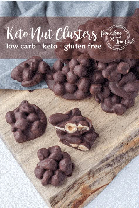 Chocolate Nut Clusters, Chocolate Nuts Clusters, Peace Love And Low Carb, Nut Clusters, Chocolate Covered Nuts, Postre Keto, Keto Candy, Keto Treats, Starting Keto Diet