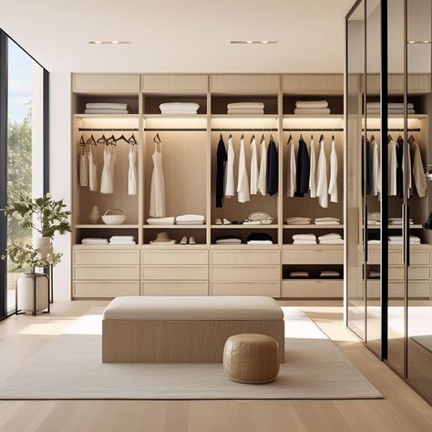 Large Wardrobe Design, Neutral Dressing Room, Walk In Dressing Room, Modern Luxury Apartment, Dream Closet Design, Walk In Closet Design, Closet Design Layout, Wardrobe Organisation, Luxury Closets Design