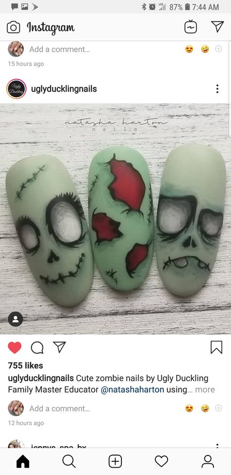 Zombie Nails Halloween, It Nail Art, Slime Nails, Zombie Nails, Halloween Nail Art Tutorial, Horror Nails, Holloween Nails, Art Deco Nails, Cute Halloween Nails