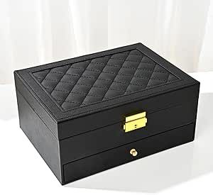 Display For Earrings, Black Jewelry Box, Vanity Tables, Jewelry Organizer Storage, Leather Organization, Leather Jewellery, Travel Jewelry Box, Jewelry Organizer Box, Ring Watch