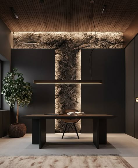 Dark Homes, Work Remote, Desain Pantry, Office Interior Design Modern, Modern Office Interiors, Modern Office Design, Office Inspo, Luxury Office, Design Del Prodotto