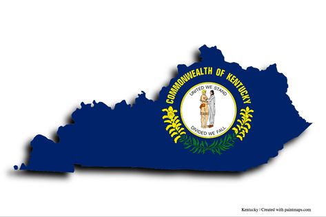 Flag of Kentucky (on Kentucky map) Kentucky Map, Kentucky Flag, Shadow Effect, Photo Maps, The Shadow, The Shape, Kentucky, Flag, Map