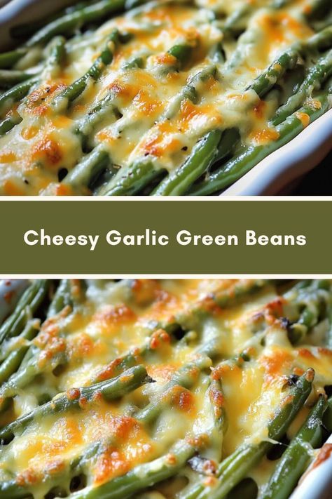 Cheesy Garlic Green Beans Corn And Green Beans, Mexican Style Green Beans, Green Bean Snacks, Fine Green Beans Recipe, Recipes For Green Beans, Cheesy Garlic Green Beans, Green Beans With Parmesan Cheese, Green Bean Sides, Cheesy Mozzarella Green Bean Melt