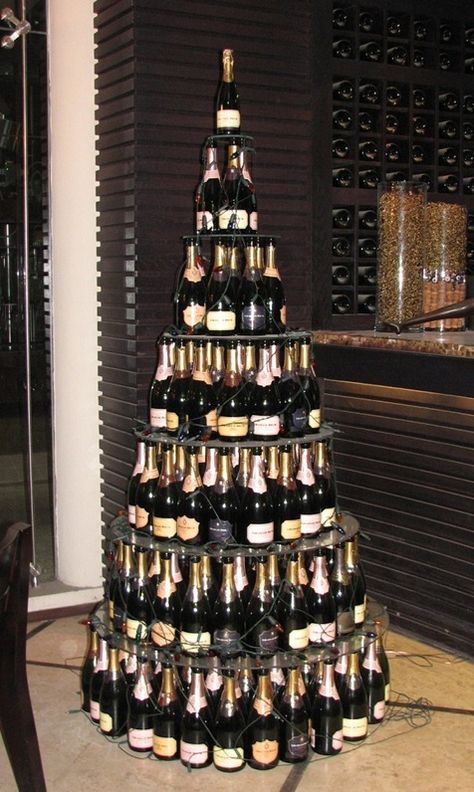 A Few of the Best Wine Bottle Christmas Trees! | Blog Your Wine Wine Bottle Christmas Tree, Wine Bottle Christmas, Champagne Christmas Tree, Wine Tree, Christmas Champagne, Funny Christmas Tree, Holiday Trees, Christmas Wine Bottles, Wine Craft