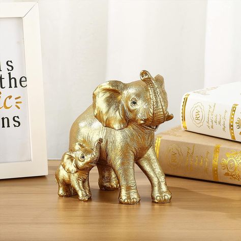 Elephant Statue - Elephant Decor - Mom Gifts - Elephant Gifts for Women - Home Decor Office Bookshelf TV Stand Living Room Gold Elephant Decor, Bookshelf Tv Stand, Elephant Decorations, Bookshelf Tv, Tv Stand Living Room, Bookshelves With Tv, Office Bookshelf, Cheap Diy Home Decor, Fireplace Entertainment