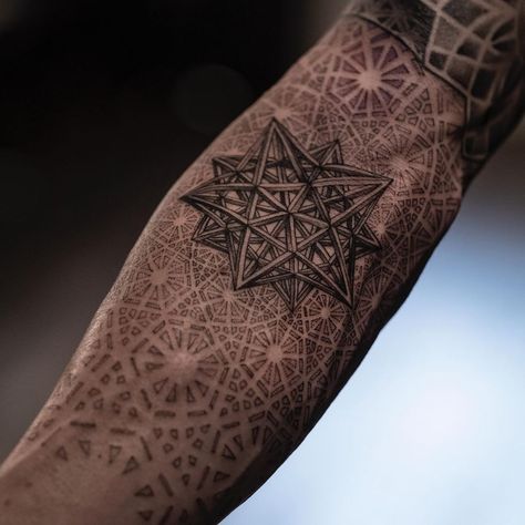 Space Arm Tattoo, Live Tattoos, Geometric Universe Tattoo, Tattoo House, Geometric Tattoo Sleeve Designs, Geometric Tattoo Pattern, Simple Hand Tattoos, Wing Tattoo Men, Geometric Mandala Tattoo