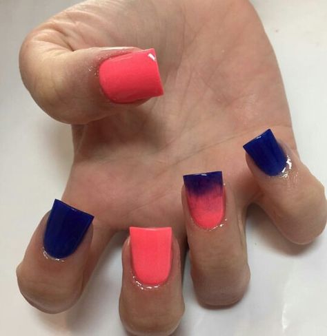 Peach and navy blue Peach And Navy Nails, Coral And Navy Nails, Navy Blue And Peach Nails, Navy Blue And Coral Nails, Navy And Red Nails, Coral And Blue Nails, Peach Acrylic Nails, Coral Pink Nails, Peach Colored Nails