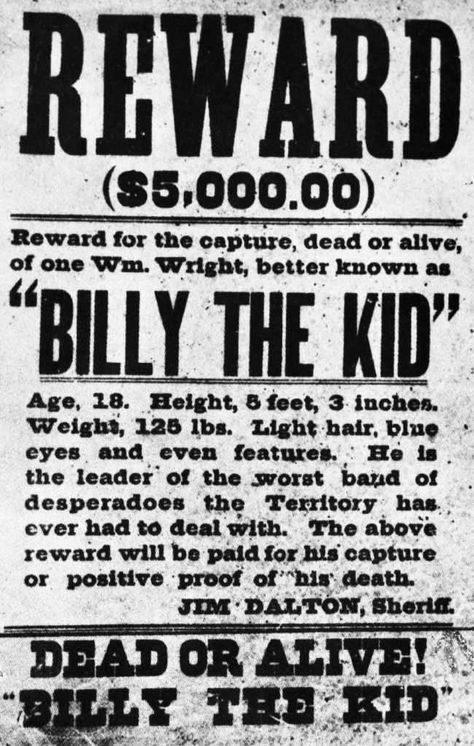 Wanted poster Billy the Kid Reward Poster, Old West Photos, Computer Works, Billy The Kid, Wanted Poster, American School, Billy The Kids, Giclee Painting, Card Sleeves