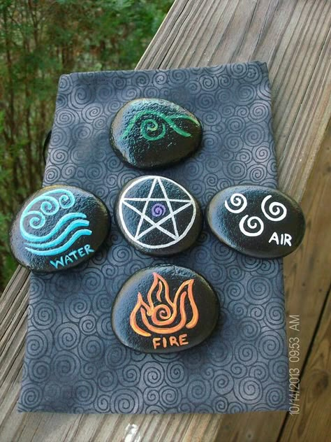 Painted rocks. Pagan Witch Wiccan craft inspiration Whimsigoth Garden, Diy Witchcraft, Wiccan Crafts, Pagan Crafts, Witchy Crafts, Wicca Witchcraft, 5 Elements, Pagan Witch, Kitchen Witch