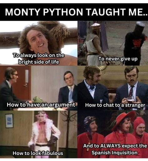 Monty Python Funny, Monty Python's Flying Circus, Monty Python Flying Circus, Spanish Inquisition, Bright Side Of Life, Monty Python, Unusual Things, 28 Years Old, Good Old Days